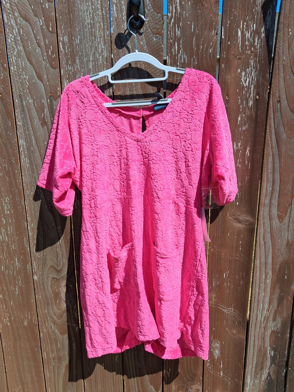 Pink Textured V-Neck Women's Romper